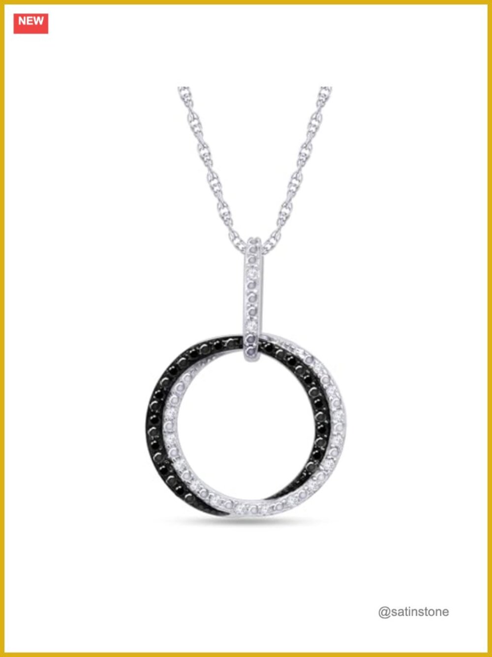 Interlocking Circle Pendant Necklace 14K White Gold Over Sterling Silver